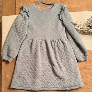 Mini Boden blue Quilted Dress with Ruffle Sleeves